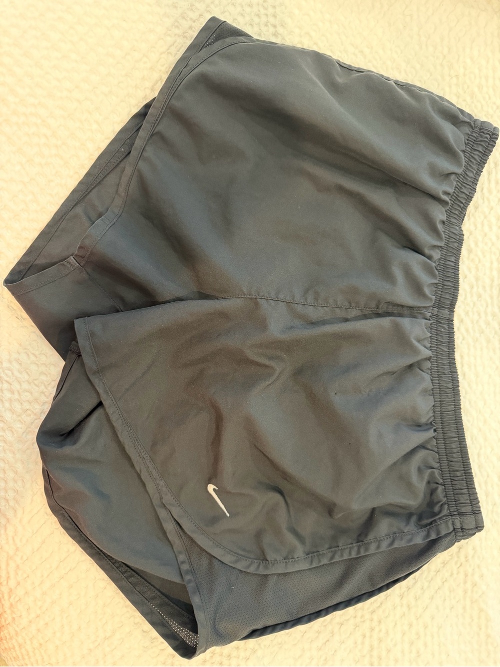Nike Women's Black Athletic Running Shorts with White Swoosh